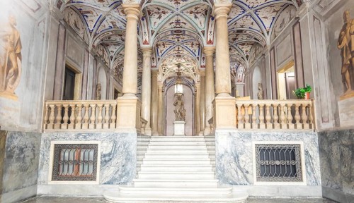 Genoa, Italy, 08 August 2023: interior of Gio Carlo Brignole Palace. Luxury ancient building, ca