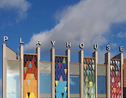 Leeds, West Yorkshire, United Kingdom, 22 February 2020: the brightly coloured facade of the new