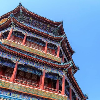 Landmark Tower of Buddhist Incense at the Summer Palace in Beijing, China in March 2018, Beijing,