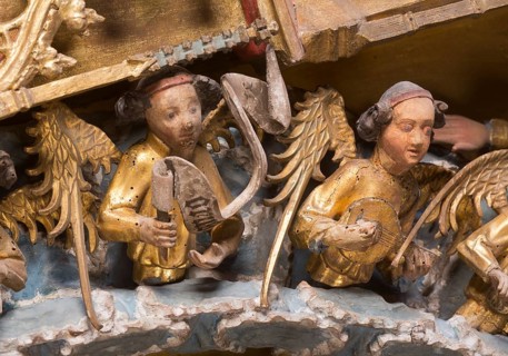 Centre section with angels playing music, St., Sankt, Saint