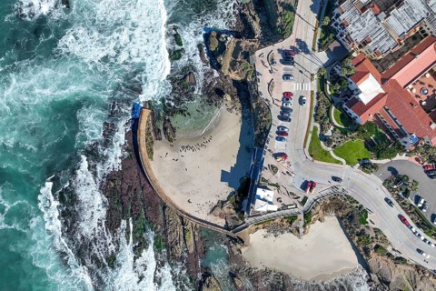 Aerial view of La Jolla cliffs and coastline, San Diego, California, USA, North America