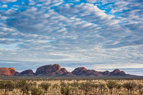 Kata Tjuta, formerly The Olgas, panorama, partial view from south, Uluru-Kata Tjuta National Park,