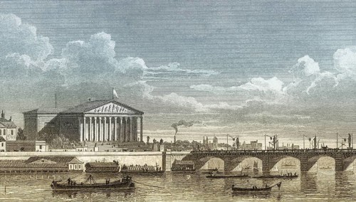 Chamber of Deputies, Paris, antique steel engraved print, 1831