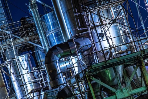Factory night view of Kawasaki Keihin industrial zone. Shooting Location: Kawasaki City, Kanagawa