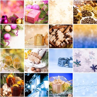 Christmas cooking and decor - collage from sixteen photos