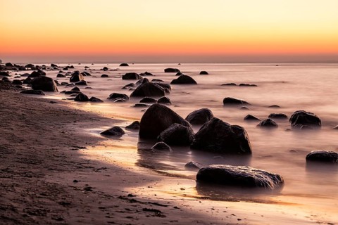 Erratic boulders on the coast of the Baltic Sea