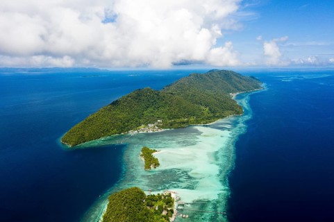 Aerial view of Mansuar and Kri, Raja Ampat, West Papua, Indonesia, Asia