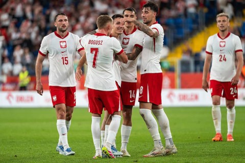 CHORZOW, POLAND - JUNE 6, 2025: Friendly match Poland - Moldova. Joy after scoring goal Bartosz