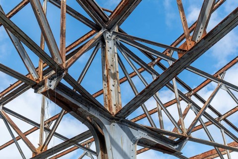 Old rusted iron roof construction