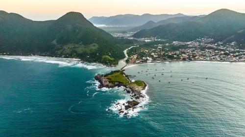 Florianopolis, Armação beach, aerial view. Santa Catarina, SC