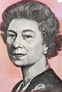 Queen Elizabeth II (born 1926) on 5 Dollars 1992 banknote from Australia. Queen of the United