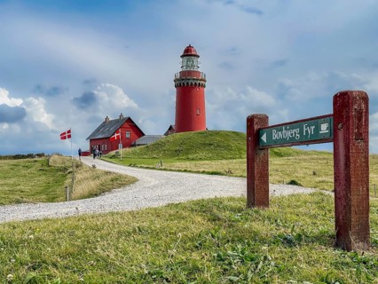 Bovbjerg Fyr lighthouse on the west coast of Jutland, Denmark, Europe