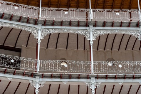 Madrid, Spain, May 1, 2021: The Beti Jai fronton in Madrid. It is a sport venue in Neo-Mudejar