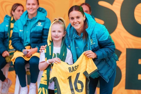MELBOURNE, AUSTRALIA, JULY 11: Hayley Raso of Australia at the Matildas Women's World Cup squad