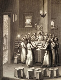 Preparation for the Last Supper, New Testament, steel engraving 1853, digitally restored