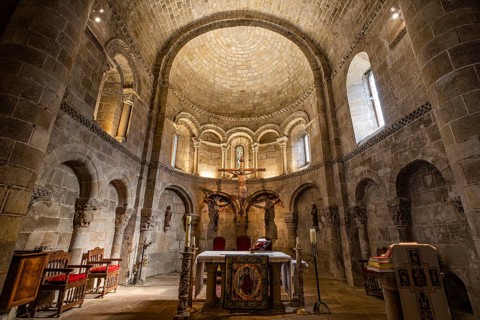 San Martín de Elines, apse and chancel with overlapping blind arches, Valderredible region,