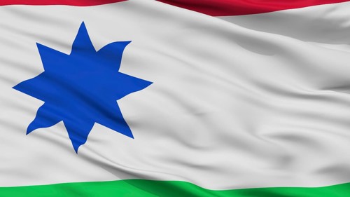 Achtkarspelen City Flag, Country Netherlands, Closeup View, 3D Rendering
