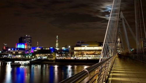 Hungerford Bridge at night, London, England London, England