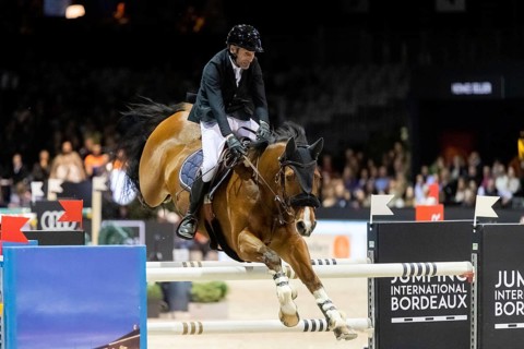 Cedric Hurel of France competes in the equestrian Audi Grand Prix at Jumping International