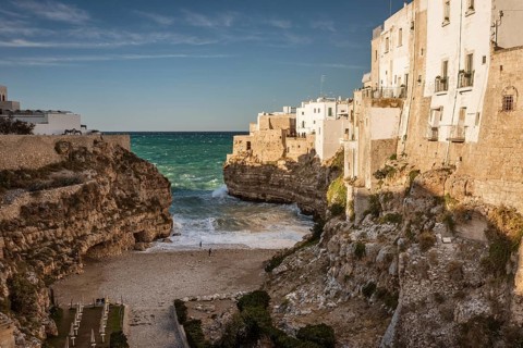 Scenic sight beach Cala San Giovanni in Polignano a Mare, Bari Province, Apulia (Puglia), southern