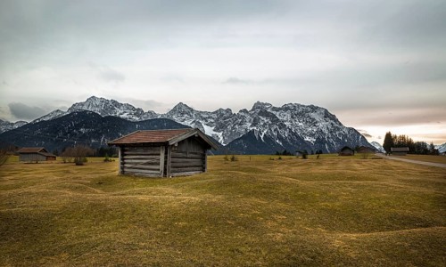 Barn in the Alps near Krün, Buckelwiesen, Germany, Europe