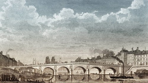 Panorama of Paris with Notre-Dame de Paris, antique steel engraved print, 1831