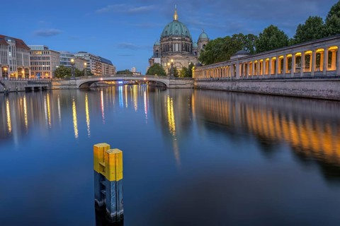 Berlin Cathedral, Museum Island and the Spree at dusk