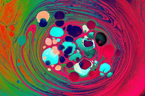 Beautiful abstract art of Ebru marbling painting techniques on water with paints