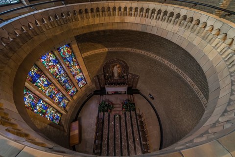 Koekelberg, Brussels Capital Region, Belgium, 10 30 2019 Art deco round shaped interior design the