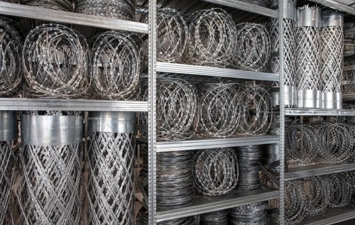Fencing and steel shelves, Acropolis Redux, Stathis Logothetis, installation by the conceptual