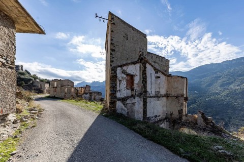 Lost place, abandoned houses and ruins in the ghost village, Gairo Vecchio, Gairo, Ogliastra,