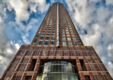 Modern skyscraper - HDR version, Frankfurt, Hesse, Germany, Europe