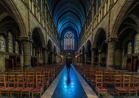 Molenbeek, Brussels Capital Region, Belgium 10 02 2019, Neo gothical interior design of the Saint