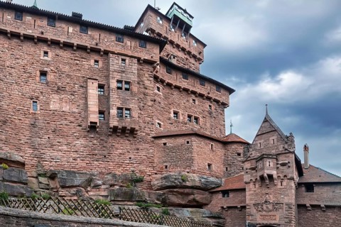 Medieval Haut-Koenigsbourg Castle located at Orschwiller, Alsace, France, Europe