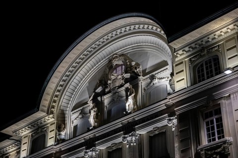 Beautiful Illuminated Swiss National Bank at Night in City of Bern, Bern Canton, Switzerland,