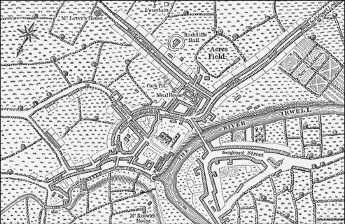 Map of Manchester and Salford, 1650