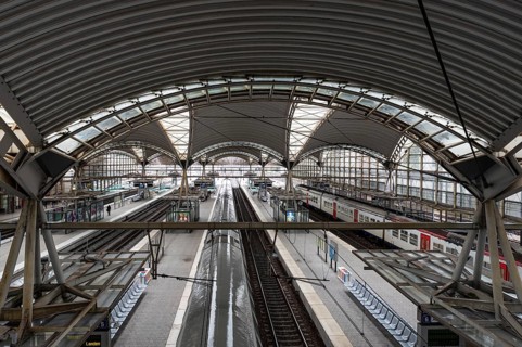 Leuven, Flemish Brabant Region, Belgium 10 31 2021: High angle view over the ceiling, platform and