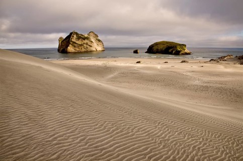 Farewell Spit New Zealand beach Rock haystacks