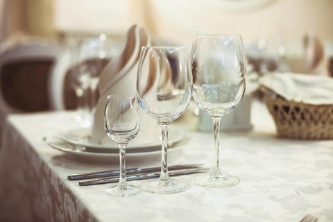 Restaurant serving on the table close up