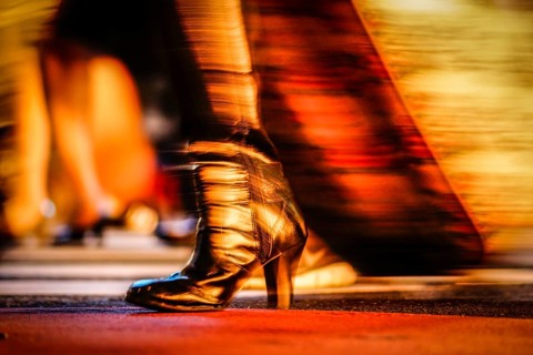 Feet of those who walk the Shibuya scramble intersection. Shooting Location: Tokyo metropolitan