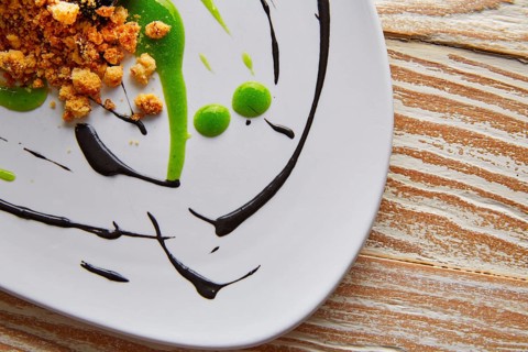 Molecular gastonomy cuttlefish roes with citrus mayonnaise