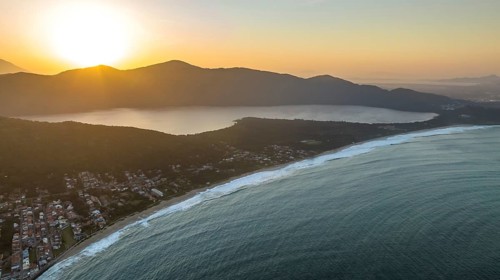 Florianopolis, Armação beach, aerial view. Santa Catarina, SC