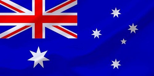 The flag of Australia, Australia is located in Oceania. One country and one continent. The capital