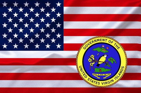 The flag of the USA and the coat of arms of the American Virgin Islands, Studio
