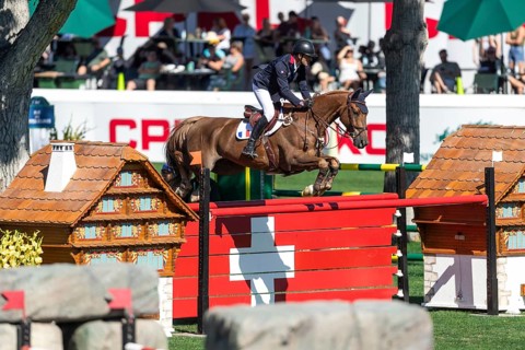 Francois Xavier Boudant of France, riding Brazyl du Mezel competes in the BMO Nations Cup during