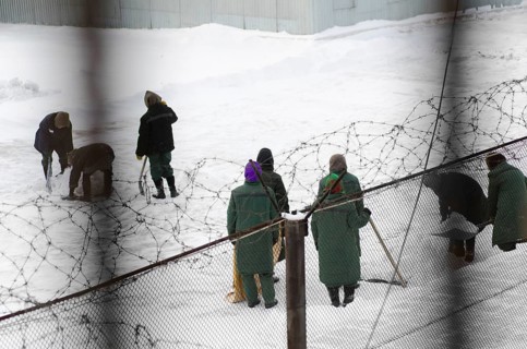 Snow removal at a female prison, general view