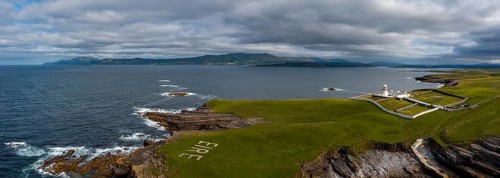 A drone panorama landscape of St. John's Point and the lighthouse in Donegal Bay in the northwest