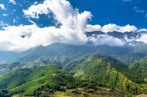 Amazing view on mountain in Sapa village, Vietnam, Asia