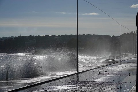 Destruction on the coast of the Côte d'Azur in Roquebrune Cap Martin and Menton after storm in