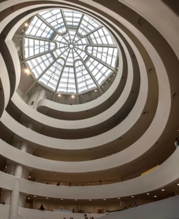 NEW YORK, USA, AUGUST 21, 2022, Atrium and stairs at famous Guggenheim museum in New York, USA,